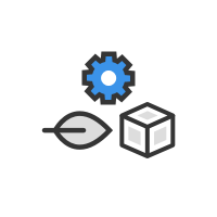 leaf, cube and configuration icon