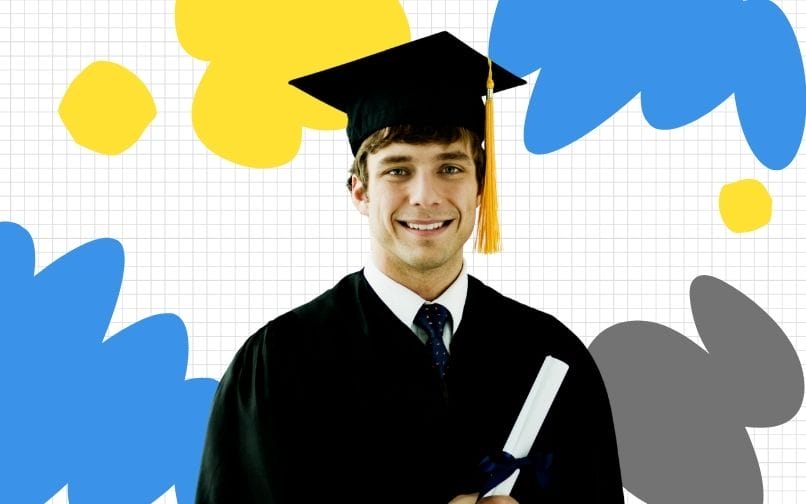 Graduated student holding his diploma